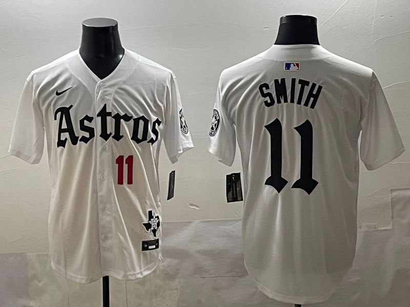 Men 2025 Houston Astros #11 Smith White Five generations Joint Name Nike MLB Jersey style 41->houston astros->MLB Jersey